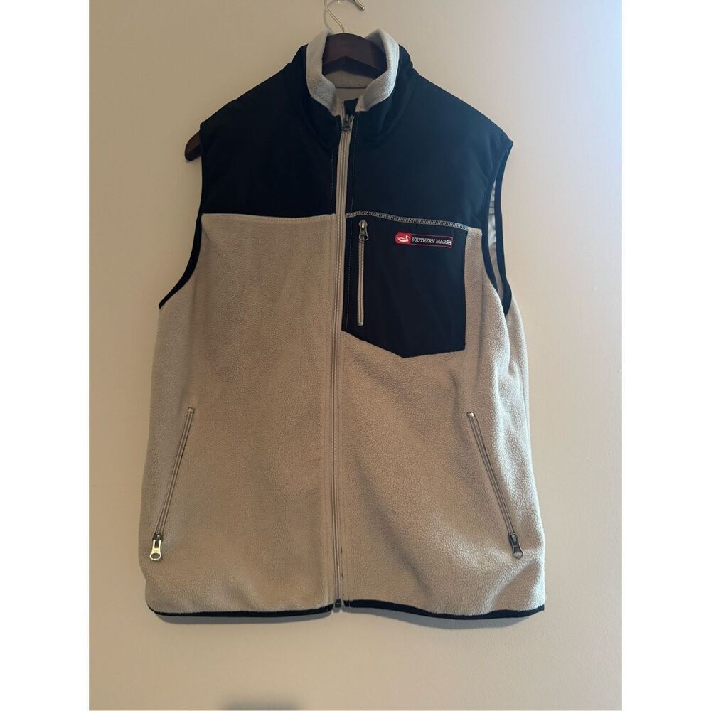 Southern Marsh Vest Mens Small Fieldtec Tan Black Full Zip Outdoors/ Beige/black